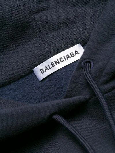 Shop Balenciaga Oversized Logo Hoodie - Blue