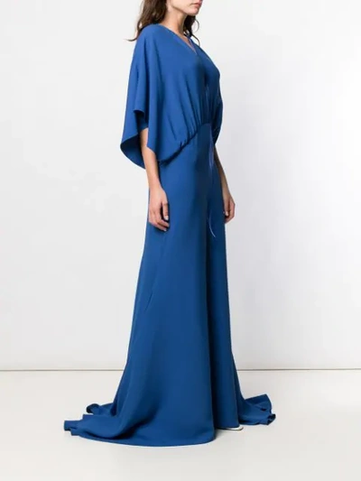 Shop Esteban Cortazar Drape Design Gown In Blue