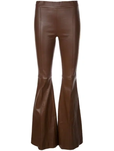 Shop Rosetta Getty Pintuck Flared Trousers In Brown