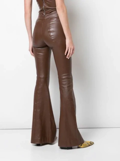 Shop Rosetta Getty Pintuck Flared Trousers In Brown