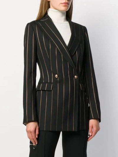 Shop Tagliatore Longline Pinstripe Suit Jacket In Black
