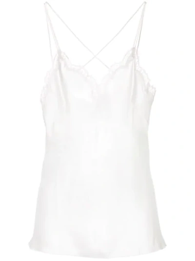 Shop Alberta Ferretti Lace-detail Camisole Top In White