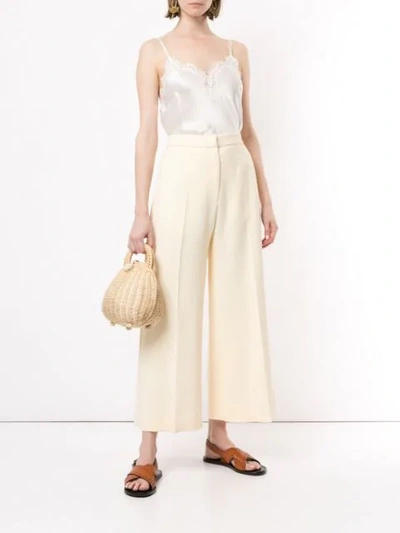 Shop Alberta Ferretti Lace-detail Camisole Top In White