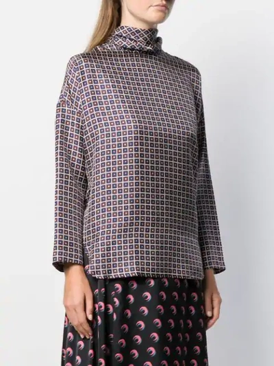 Shop Alberto Biani Geometric Print Blouse In Black