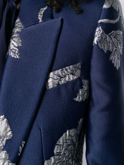 Shop Alexander Mcqueen Embroidered Floral Print Blazer In Blue