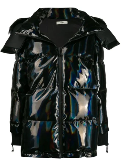 Shop Fendi Hologram Padded Jacket In F0gme-black