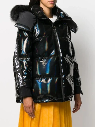 Shop Fendi Hologram Padded Jacket In F0gme-black
