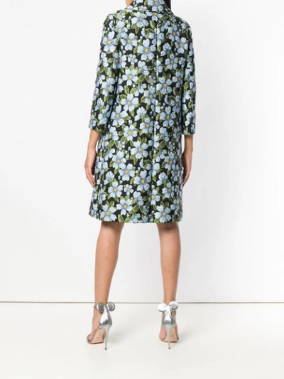 Shop Dolce & Gabbana Floral Print Coat - Blue