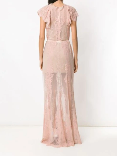 Shop À La Garçonne Long Lace Dress In Pink