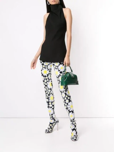 Shop Richard Quinn Daisy Print Leggings In Black