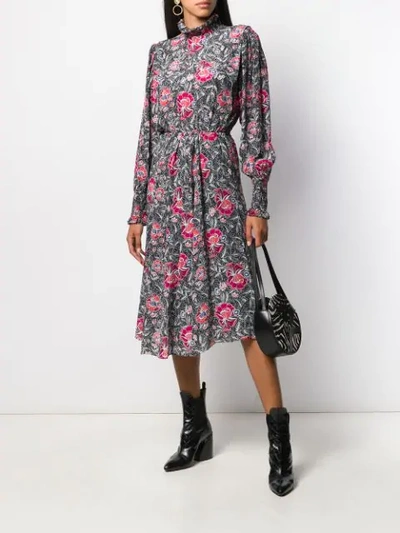Shop Isabel Marant Étoile Floral Print Midi Dress Dress In 01bk Black Multi