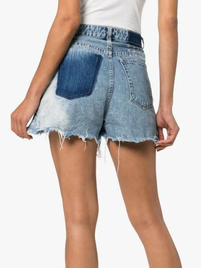 Shop Ksubi Rise N Hi Distressed Denim Shorts In Blue Denim