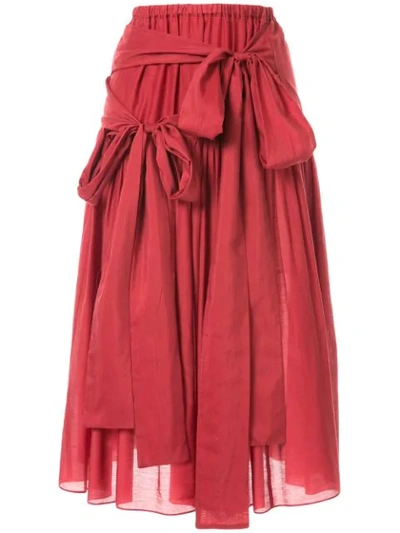 Shop Sara Lanzi Tie-fastening High-waist Skirt In Red