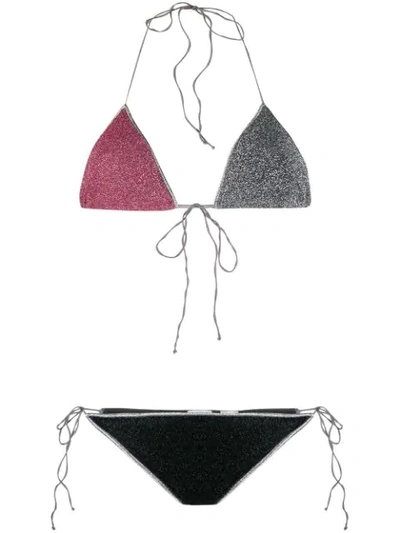 Shop Oseree Lumiere Halterneck Bikini Set In Black