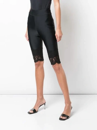 Shop Cynthia Rowley Ives Lace Trim Biker Short In Black