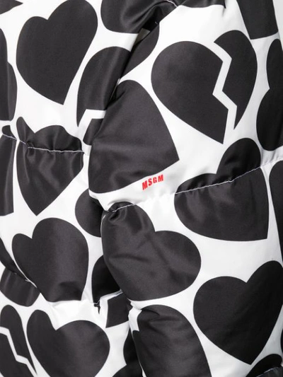 Shop Msgm Heart Print Puffer Jacket In Black