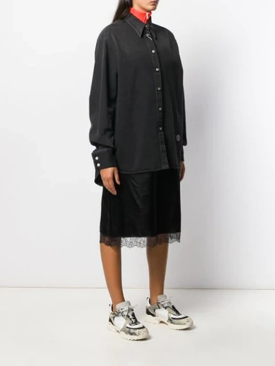 Shop Mm6 Maison Margiela Layered Denim Shirt Midi Dress In Black