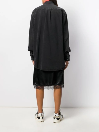 Shop Mm6 Maison Margiela Layered Denim Shirt Midi Dress In Black