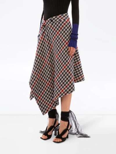 Shop Jw Anderson Wrap Check Blanket Skirt In Blue ,red