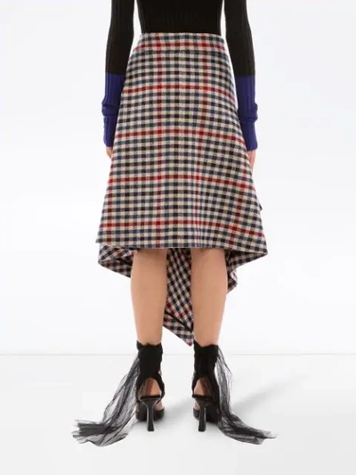 Shop Jw Anderson Wrap Check Blanket Skirt In Blue ,red