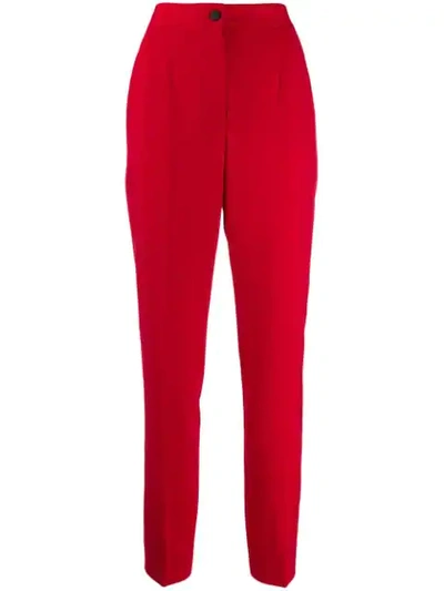 Shop Dolce & Gabbana High Waisted Trousers In Red