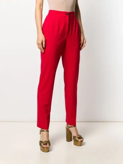 Shop Dolce & Gabbana High Waisted Trousers In Red