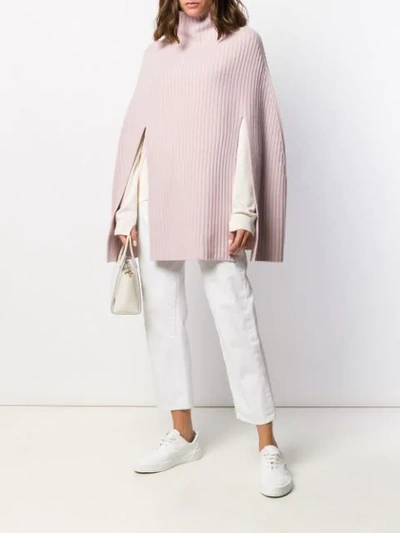 Shop Pringle Of Scotland Cropped Ribbed Poncho In Pink