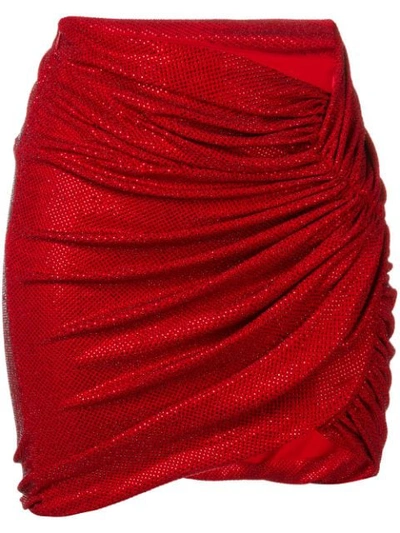 Shop Alexandre Vauthier Rhinestone Embellished Skirt In Red
