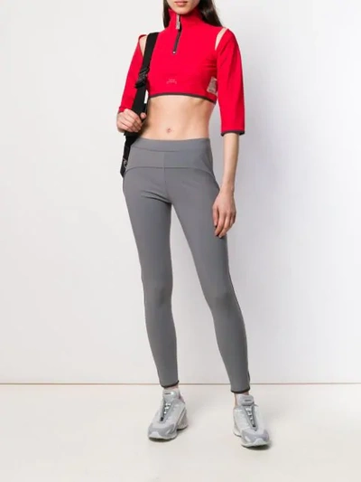Shop A-cold-wall* Contrast Piping Sport Leggings In Grey