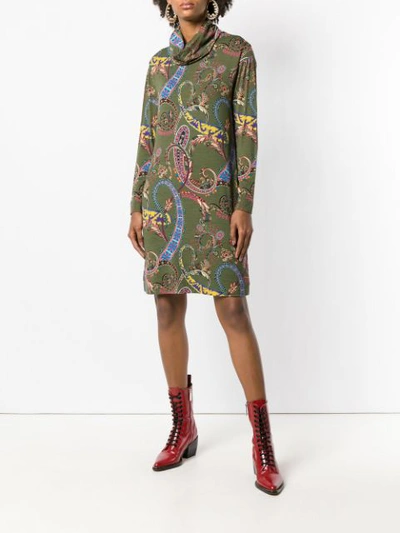 Shop Etro Fitted Printed Dress - Green