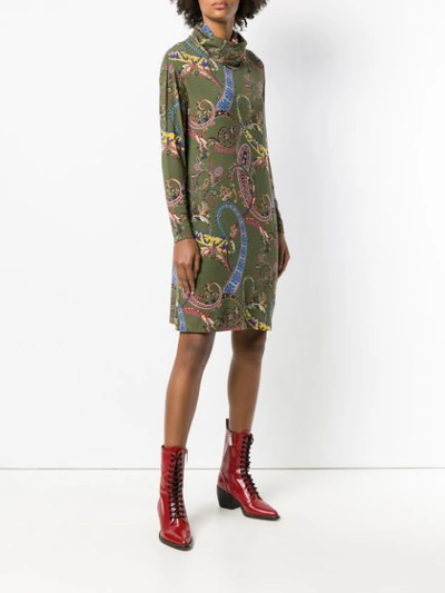 Shop Etro Fitted Printed Dress - Green