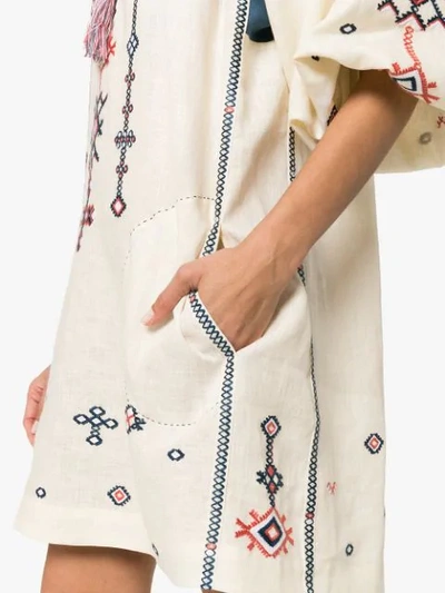 Shop Vita Kin Embroidered Linen Mini Dress In Neutrals
