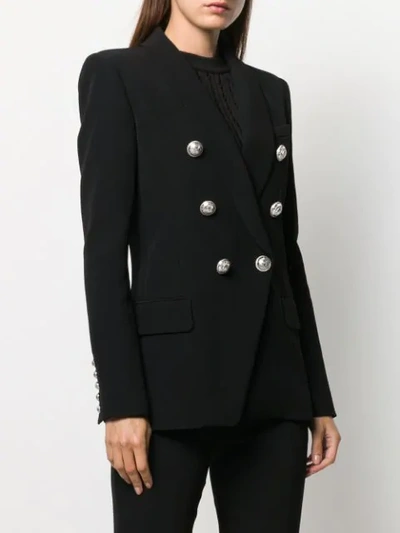 Shop Balmain Fitted Buttoned Jacket In Black