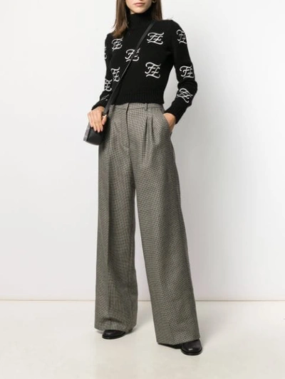 Shop Fendi Karligraphy Motif Cropped Jumper In Black