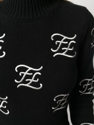 Shop Fendi Karligraphy Motif Cropped Jumper In Black