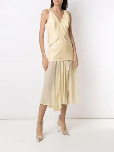 Shop Andrea Bogosian Midi Leather Dress In Yellow