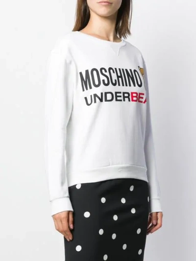Shop Moschino Printed Logo Bear Sweatshirt In White