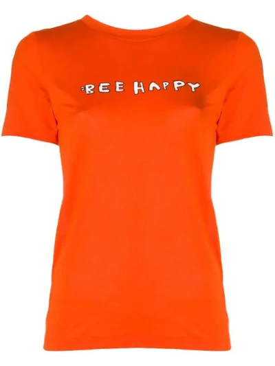Shop Ganni Bee Happy Print T-shirt - Orange