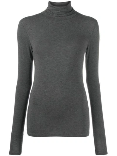 Shop Majestic Plain Long Sleeved Top In Grey