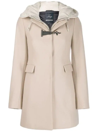 Shop Fay Single Breasted Duffle Coat In Neutrals