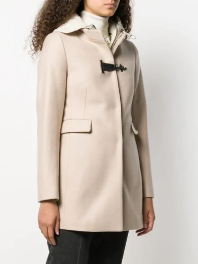 Shop Fay Single Breasted Duffle Coat In Neutrals