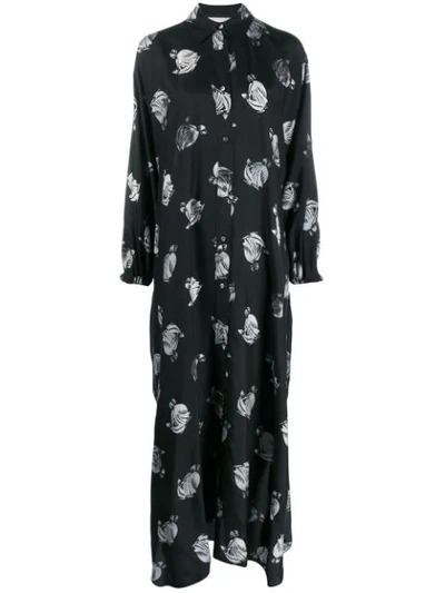 Shop Lanvin Logo Print Shirt Dress In Black ,white