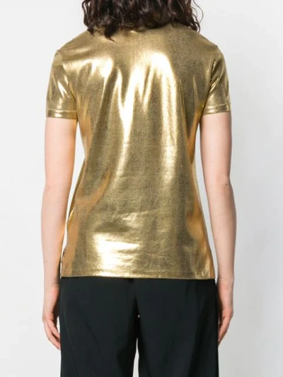 Shop Ralph Lauren Metallic Polo Shirt In Gold