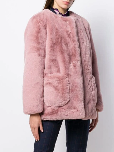 Shop Apparis Jessica Faux Fur Coat In Pink