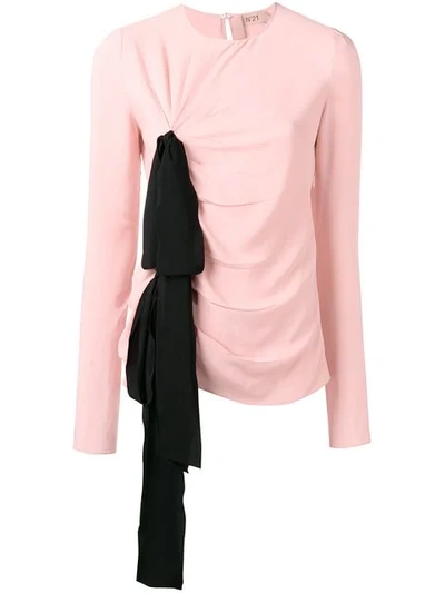 Shop N°21 Bow Detail Ruched Top In Pink