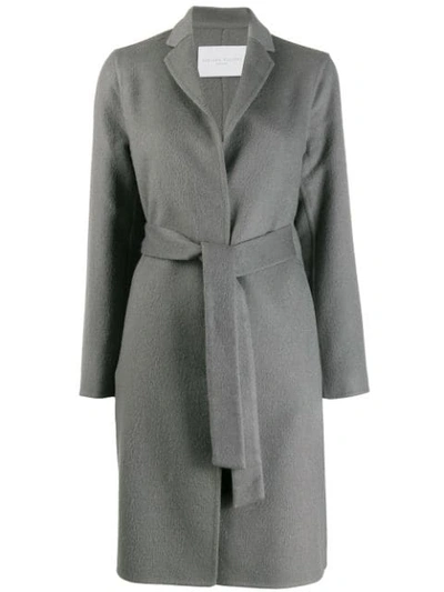 Shop Fabiana Filippi Belted Single-breasted Coat In Grey