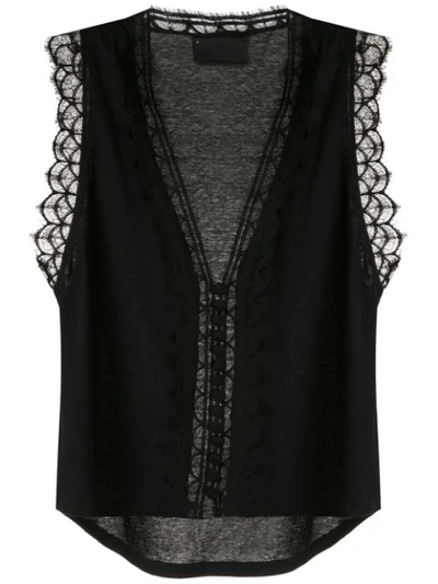 Shop Andrea Bogosian Lace Trimming Blouse In Black