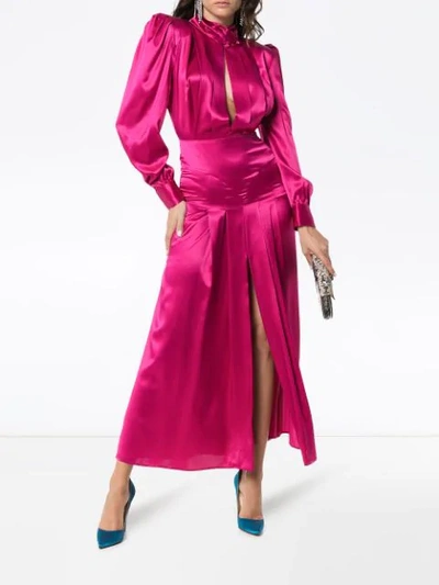 Shop Alessandra Rich Pleated Silk In Pink
