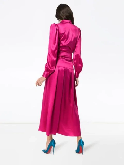 Shop Alessandra Rich Pleated Silk In Pink