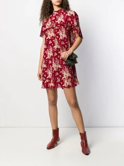 Shop Red Valentino Ruffle Floral-printed Dress In Red
